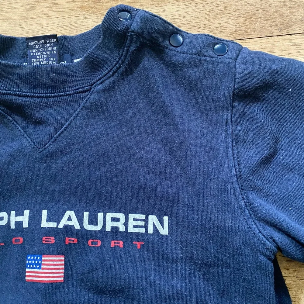 Vintage Ralph Lauren Polo Sport Toddler Sz XL Navy Graphic Sweatshirt‎